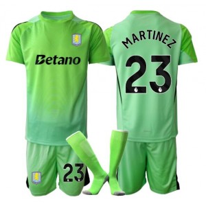 Aston Villa Emiliano Martinez #23 Maalivahti Jalkapallovaatteet Lasten Vieraspeliasu 2025-26 Lyhythihainen (+ Lyhyet housut)